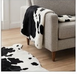 Genuine Black and White Cowhide Rug | Natural Spotted Holstein Pattern Cowskin Area Rug | Modern Leather Carpet for Living Room