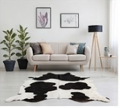 Genuine Black and White Cowhide Rug | Natural Spotted Cow Skin Area Rug | Classic Holstein Pattern Leather Carpet for Living Room