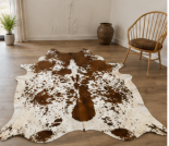 Genuine Chestnut Brown Speckled Cowhide Rug | Salt and Pepper Brown Cowskin Area Rug | Natural Tricolor Leather Carpet for Living Room