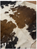 Natural Tricolor Cowhide Rug, Brown Black and White Hair-on-Hide Area Rug