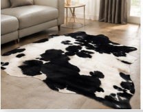 Classic Black and White Cowhide Rug, Genuine Hair-on-Hide Area Rug