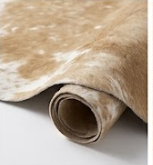 Natural Tan and White Cowhide Rug, Genuine Hair-on-Hide Floor Mat