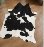 Classic Black and White Cowhide Rug - Genuine Natural Leather Area Rug