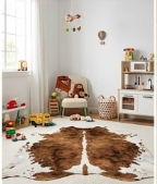 Authentic Chestnut Brown & White Spine Cowhide Area Rug – Genuine Natural Leather Accent Mat