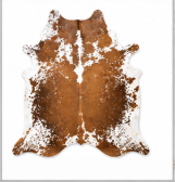 Brown and White Salt & Pepper Cowhide Rug - Genuine Speckled Leather Area Rug