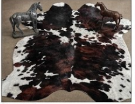 Tricolor Black, Brown & White Cowhide Rug - Genuine Patchwork Natural Leather Area Rug