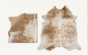 Authentic Golden Tan & White Salt Speckled Cowhide Area Rug – Genuine Natural Leather Accent Mat