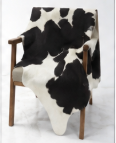 Classic Black and White Cowhide Rug - Genuine Natural Leather Area Rug