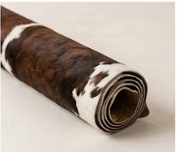 Authentic Dark Chocolate Brown & White Cowhide Area Rug – Genuine Natural Leather Accent Mat
