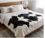Genuine Black and White Cowhide Rug | Natural Spotted Cow Skin Area Rug | Classic Holstein Pattern Leather Carpet for Living Room