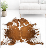 Brown and White Salt & Pepper Cowhide Rug - Genuine Speckled Leather Area Rug