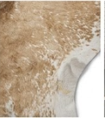 Natural Tan and White Cowhide Rug, Genuine Hair-on-Hide Floor Mat