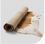 Genuine Honey Cognac & Off-White Cowhide Rug | Natural Caramel Brown Leather Area Rug | Warm Southwestern Western Cowskin Carpet for Living Room