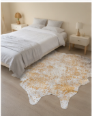 Natural Gold and White Speckled Cowhide Rug, Genuine Hair-on-Hide Area Mat