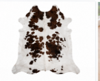 Brown & White Cowhide Rug – Genuine Natural Cow Skin Area Rug, Western Farmhouse Decor, Real Hair On Hide Rug, Living Room Accent Rug