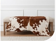 Genuine Chestnut Brown & White Cowhide Rug | Natural Spotted Warm Brown Cowskin Area Rug | Rustic Leather Carpet for Living Room