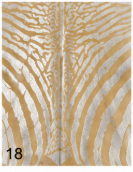 Authentic Tan and White Stenciled Cowhide Rug - Printed Leather Area Rug