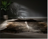 Genuine Brown Brindle Cowhide Rug | Natural Honey & Dark Striped Cow Hide Leather Area Rug | Exotic Western Living Room Floor Decor