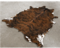 Brown Brindle Cowhide Rug - Genuine Dark Chestnut Leather Area Rug