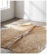 Natural Tan and White Cowhide Rug, Genuine Hair-on-Hide Floor Mat