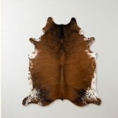 Genuine Brown & White Cowhide Rug | Natural Chestnut Leather Area Rug | White Rimmed Western Cowskin Carpet for Living Room