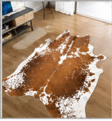 Brown and White Salt & Pepper Cowhide Rug - Genuine Speckled Leather Area Rug