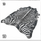 Authentic Black and White Zebra Stenciled Cowhide Rug -  Printed Leather Area Rug