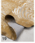 Authentic Tan and White Stenciled Cowhide Rug - Printed Leather Area Rug