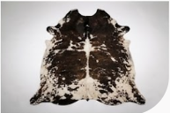 Genuine Natural Cowhide Rug | Tricolor Dark Brown & White Speckled Cow Hide Leather Floor Mat | Salt and Pepper Cowskin Area Rug