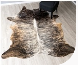Genuine Brown Brindle Cowhide Rug | Natural Honey & Dark Striped Cow Hide Leather Area Rug | Exotic Western Living Room Floor Decor