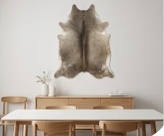 Authentic Taupe Grey & Beige Cowhide Area Rug – Genuine Natural Leather Accent Mat