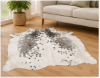White & Silver Speckled Cowhide Rug – Genuine Hair On Hide Rug, Natural Cow Skin Area Rug, Modern Farmhouse Decor