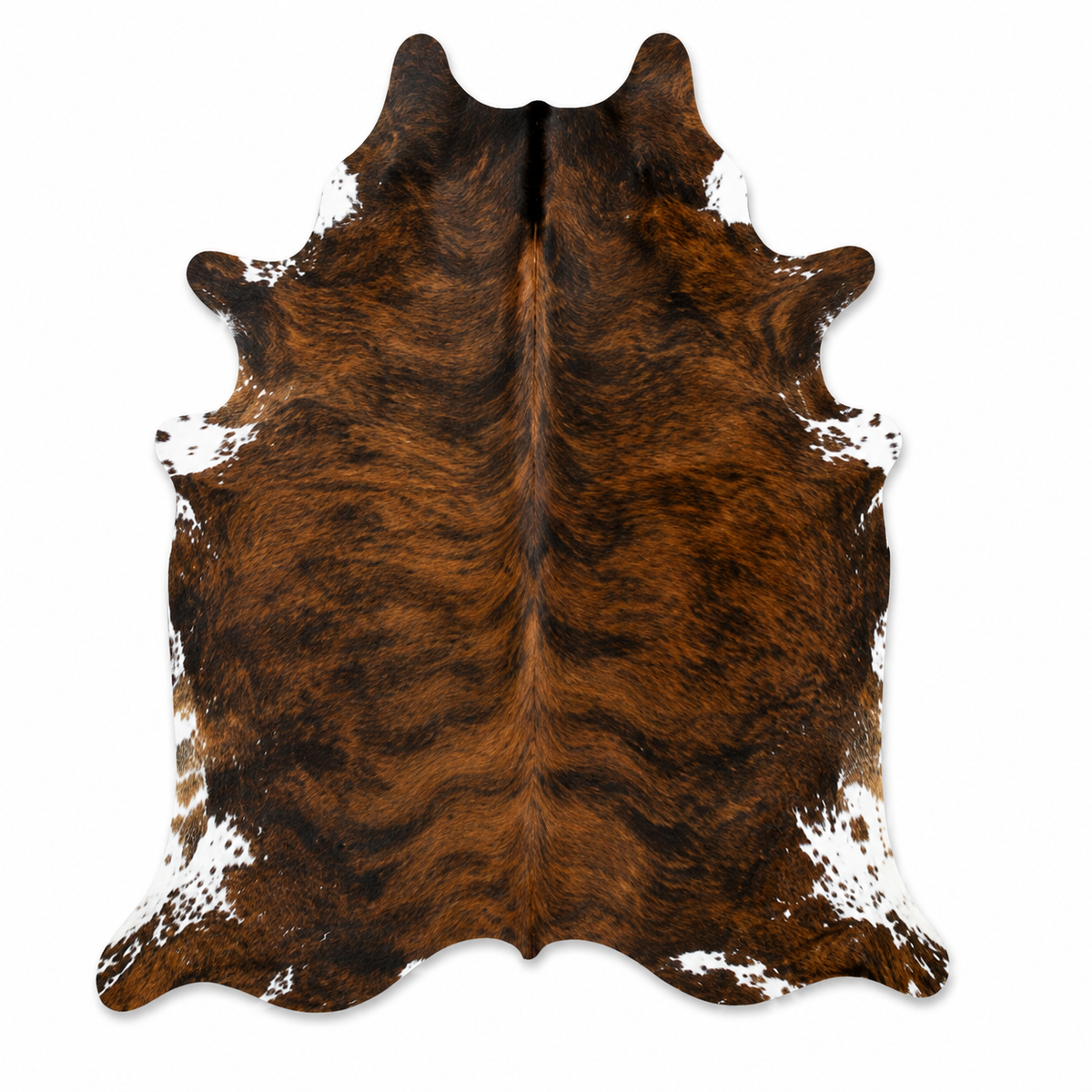 Brown Brindle Cowhide Rug - Genuine Dark Chestnut Leather Area Rug