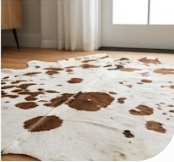 Brown and White Speckled Cowhide Rug - Genuine Leather Area Rug