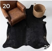 Genuine Solid Black Cowhide Rug | Natural All-Black Leather Area Rug | Modern Minimalist Cow Skin Floor Carpet for Living Room