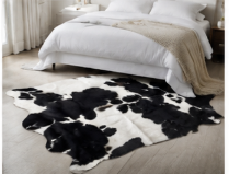 Classic Black and White Cowhide Rug, Genuine Hair-on-Hide Area Rug