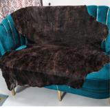 Authentic Dark Brown Stenciled Cowhide Rug -  Printed Leather Area Rug