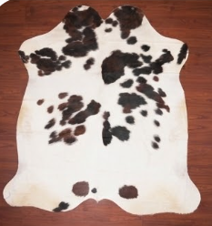 Genuine Dark Brown & White Spotted Cowhide Rug | Natural Brown Holstein Cowskin Area Rug | Rustic Modern Farmhouse Decor Carpet