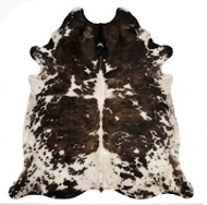 Genuine Natural Cowhide Rug | Tricolor Dark Brown & White Speckled Cow Hide Leather Floor Mat | Salt and Pepper Cowskin Area Rug