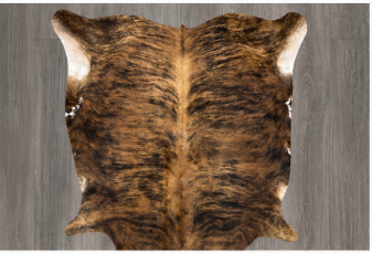 Authentic Brindle Cowhide Rug -  Tiger Stripe Leather Area Rug