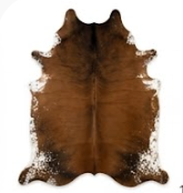 Genuine Brown & White Cowhide Rug | Natural Chestnut Leather Area Rug | White Rimmed Western Cowskin Carpet for Living Room