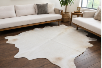 Off-White Cowhide Rug - Genuine Ivory & Cream Leather Area Rug