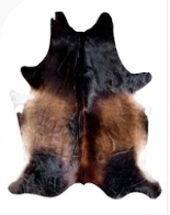 Genuine Tricolor Cowhide Rug | Black Chestnut Brown & White Natural Leather Area Rug | Exotic Salt and Pepper Cow Skin Floor Decor