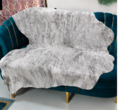 Authentic White and Grey Stenciled Cowhide Rug -  Printed Leather Area Rug