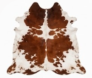 Genuine Chestnut Brown & White Cowhide Rug | Natural Spotted Warm Brown Cowskin Area Rug | Rustic Leather Carpet for Living Room