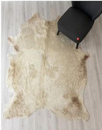 Cream Champagne Cowhide Rug - Genuine Blonde Beige Leather Area Rug