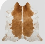 Genuine Honey Cognac & Off-White Cowhide Rug | Natural Caramel Brown Leather Area Rug | Warm Southwestern Western Cowskin Carpet for Living Room