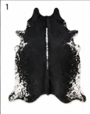 Authentic Jet Black & White Speckled Spine Cowhide Area Rug – Genuine Leather Accent Mat