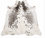 White & Silver Speckled Cowhide Rug – Genuine Hair On Hide Rug, Natural Cow Skin Area Rug, Modern Farmhouse Decor