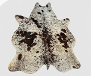 Genuine Salt & Pepper Cowhide Rug | Dark Brown & Off-White Speckled Cowskin Area Rug | Rustic Modern Western Leather Carpet